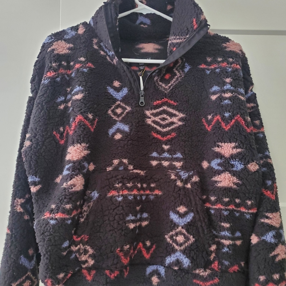 Love Tree, size small faux fur 3/4 zip pullover